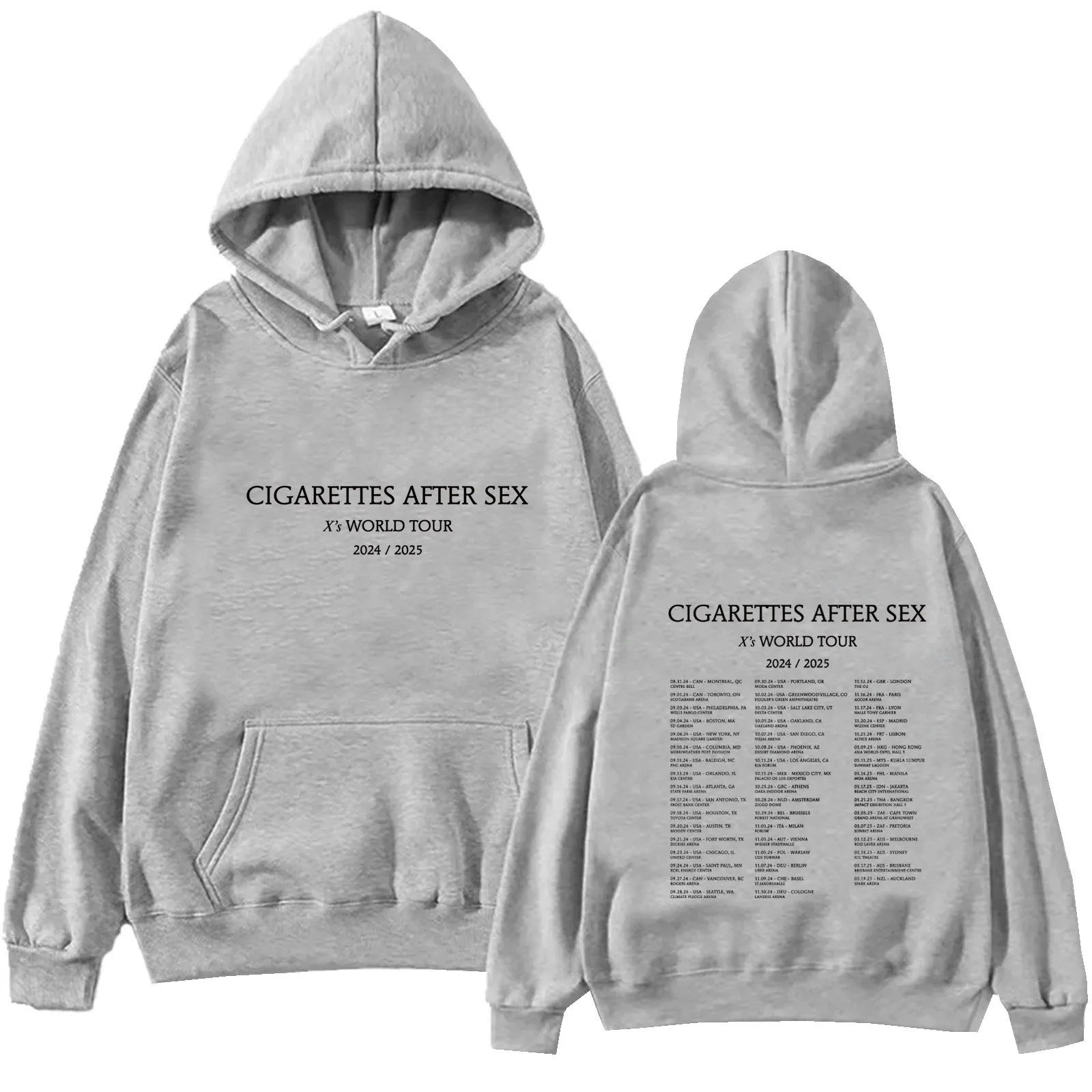 Cigarettes After Sex X\'s World Tour 2024/2025 Unisex Music Fans Gift Long Sleeve Spring and Summer V-neck Hoodie Printing Casual