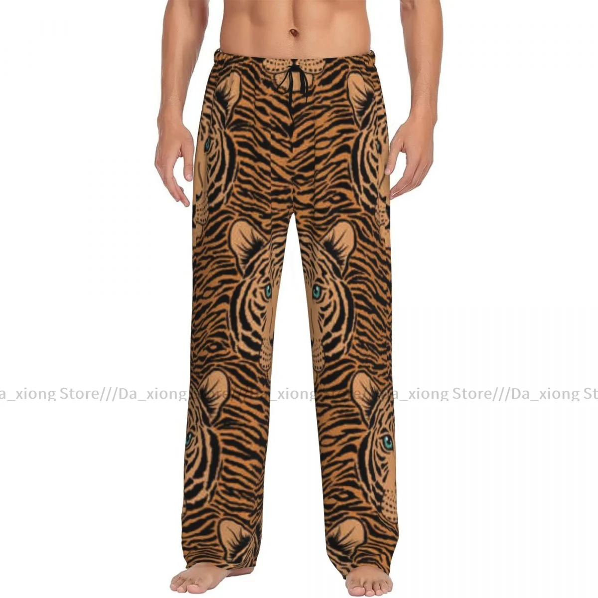 Men Sleep Bottoms Male Lounge Trousers Men's Tiger Head Print Pajama Pants