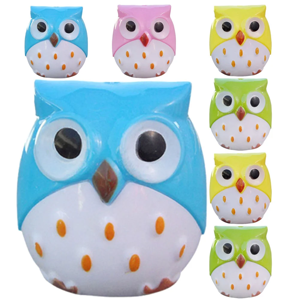 

8 Pcs Owl Pencil Sharpener Hand Held Sharpeners for School Animal Handheld Plastic Multi-functional Student