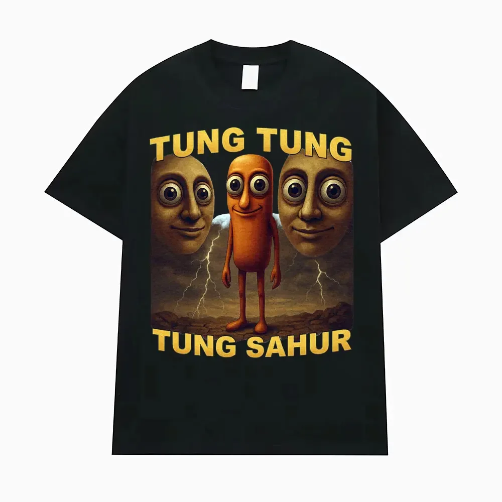 

Baseball T-shirt for Men, Fashionable and Humorous Tung Tung Sahur, Fun for Men and Women, Summer Unisexo Collar T-shirt