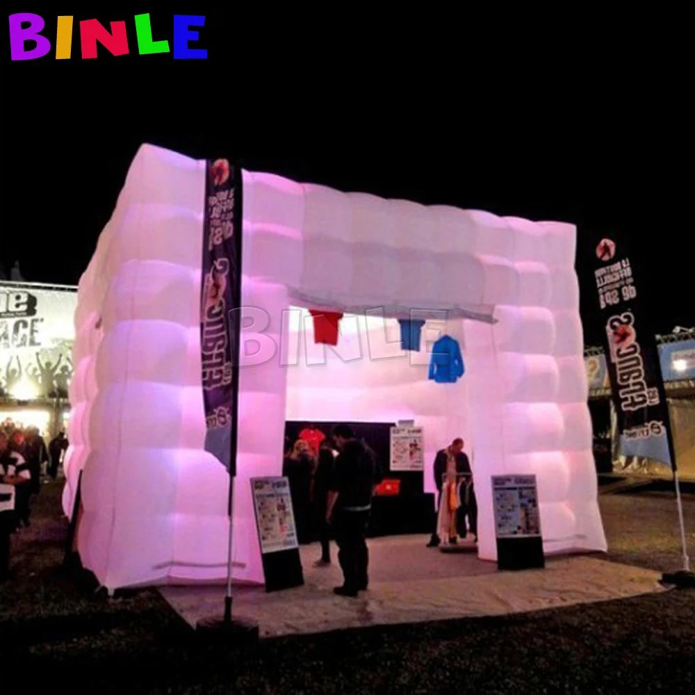 Tente Cube gonflable blanche de 3.6x3.6m, offre spéciale, kiosque pour exposition de photos LED avec souffleur