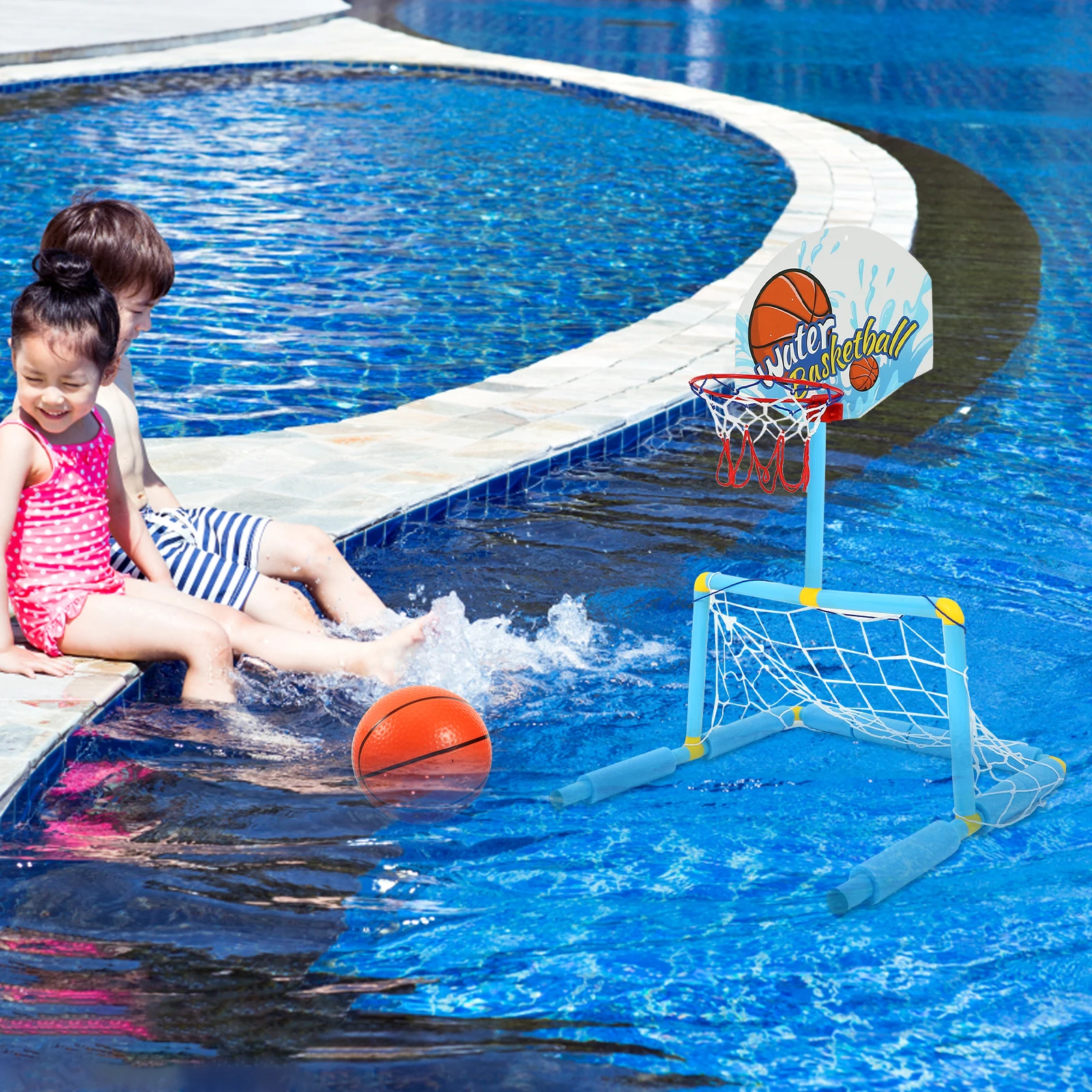 

Foldable Football Goal Net Frame Soccer Nets Accessories Kids ABS Material Basketball Pool Water Sports Props Set Swimming Pool