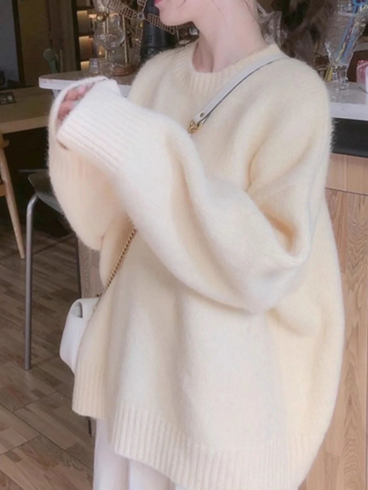 

Thiened Lazy Sle вязаный свитер, женская осенне-зимняя верхняя одежда, внутренний матч 2023, новый базовый слой Irt Top