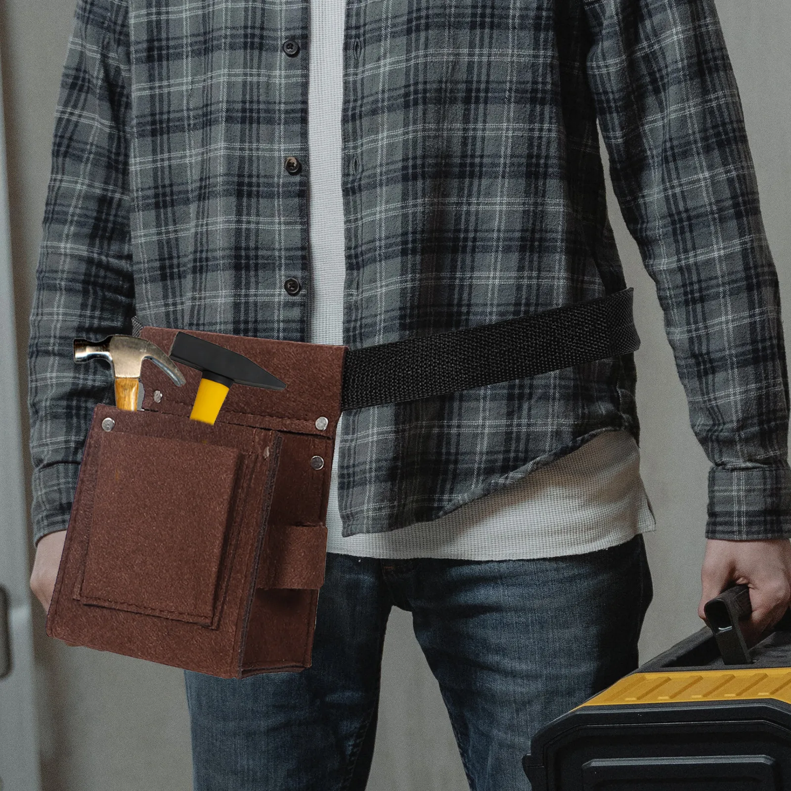 

Compact Lightweight Tool Belt Bag for Men Heavy Duty Construction Site Carpenter Use Small Tool Belt Pouch with Organizer Pocket