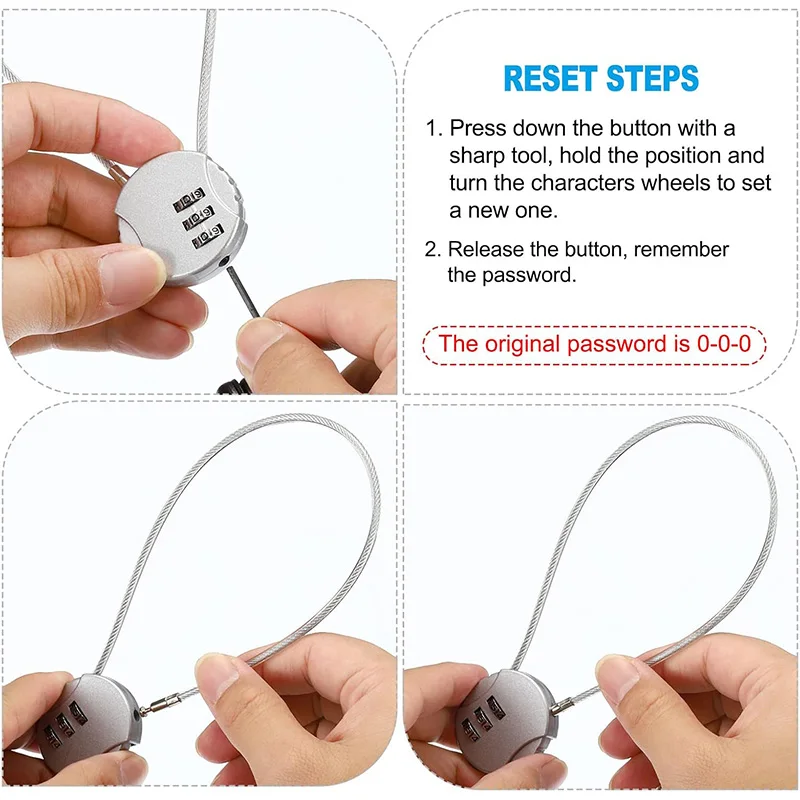 Round Wire Rope Password Lock Cookie Shape Padlock for Schoolbag Luggage Case Case Mini Code Lock Free Shippiong