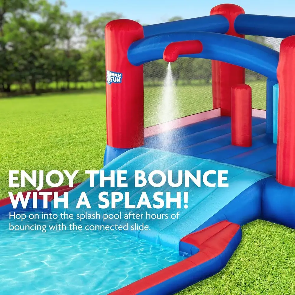 Slide N' Splash Bounce House Iatable Water Slide Park – Resistente per divertimento all'aria aperta, ampio scivolo e piscina antispruzzo