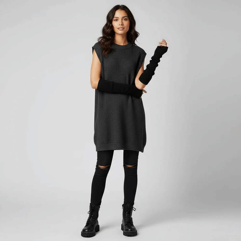 موضة كم طويل أصابع قفازات طويلة الصلبة لينة الذراع كم قفازات الذراع أدفأ محبوك غطاء للذراع قفازات للنساء الفتيات