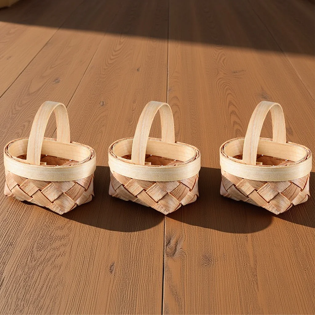 

3Pcs Mini Woven Baskets Durable Portable Storage Baskets for Candy Flower Decor Elegant Home Wedding Woven Gift Basket