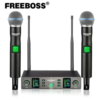 FREEBOSS 회의 무선 마이크, 멀티 주파수 2 핸드 헬드, 다이내믹 송신기, 자동 스캔, IR UHF 무선 마이크 K-92A  Best5