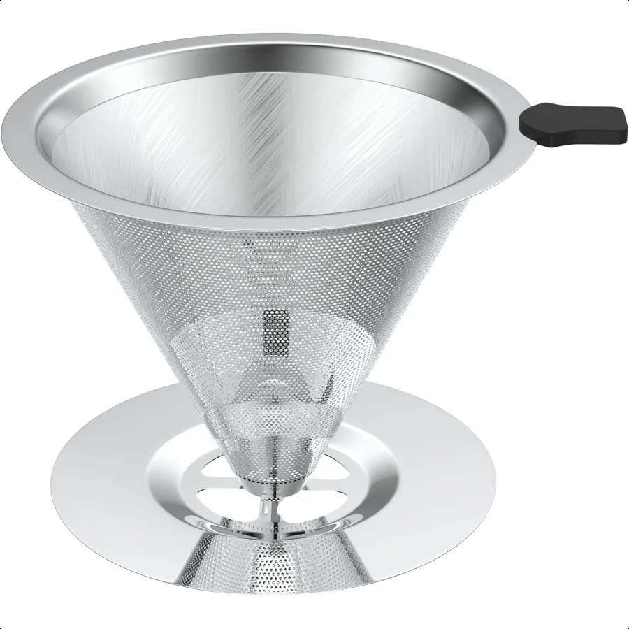 

Pour Over Coffee Dripper Stainl Steel Reusable Coffee Filter Paperl Coffee Maker Cone Coffee Filters with Fine Mesh Double Laye