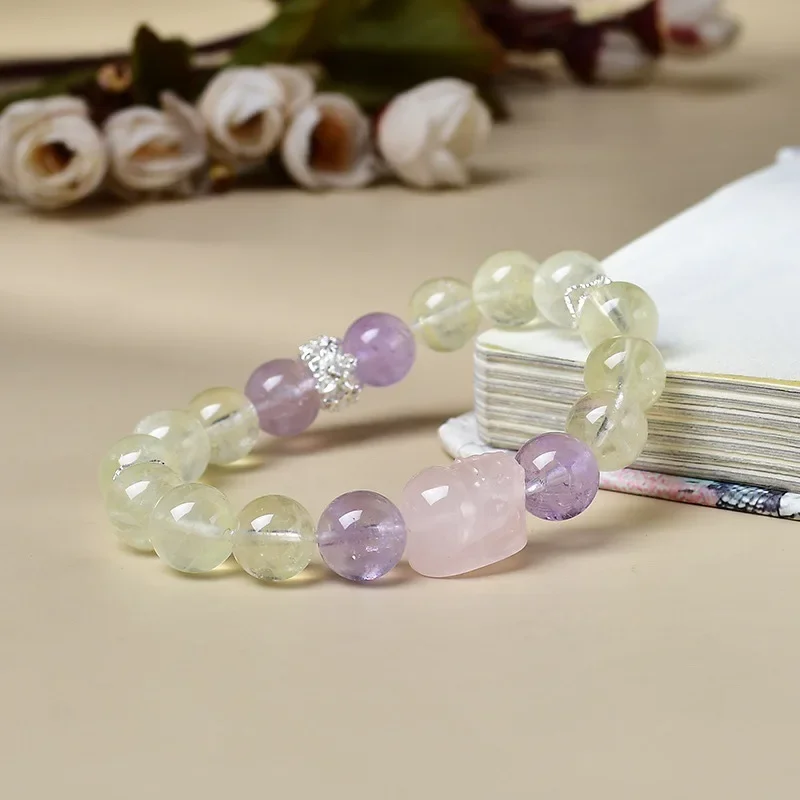 

Natural Citrine Amethyst Powder Crystal Pixiu Bracelet Light Luxury Fashion Women's Lucky Bracelet