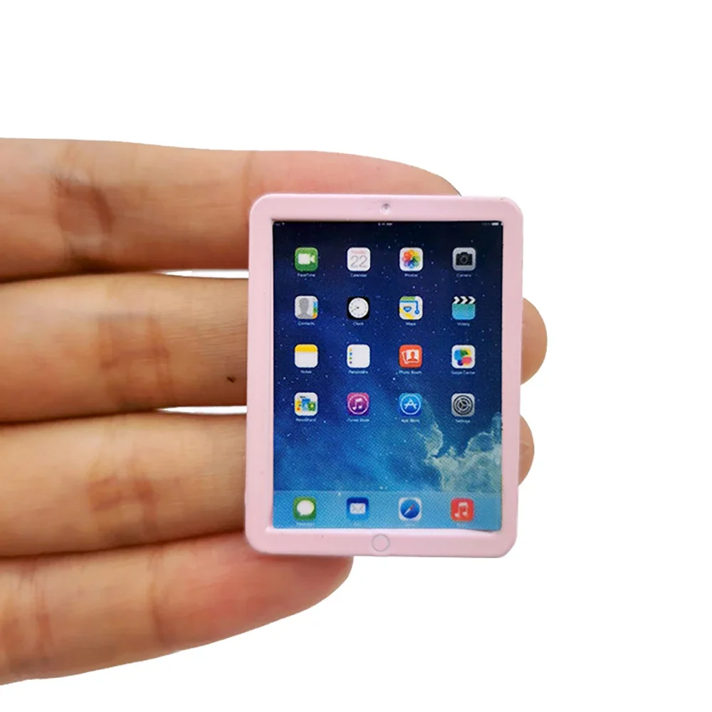 1 Uds 1/12 casa de muñecas en miniatura Mini tableta de Metal modelo de ordenador Mini Pad PC juguete para casa de muñecas accesorios decoración ob11