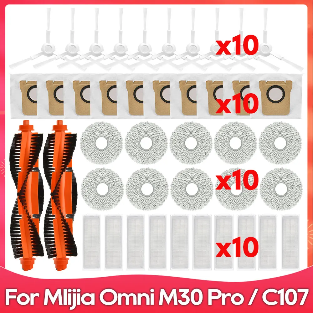 Fit For Xiaomi MIijia Omni M30 Pro / C107 Roller Side Brush Filter Mop Cloths Dust Bag Robot Vacuum Cleaner Accessories Part