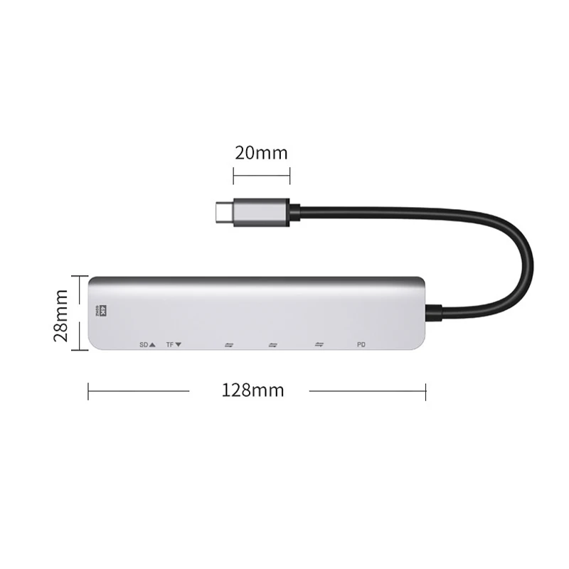 7 w 1 typ C USB 3.1 HDTV 4K 60Hz wideo USB 3.0 USB2.0 czytnik kart SD TF czytnik danych USB-C PD Adapter ładowania Hub dla Macbook