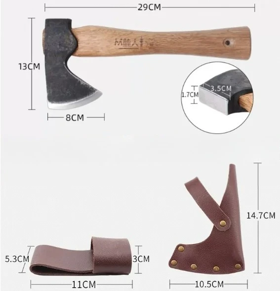 NEW Forging Axe Camping Chopping Wood Woodworking Hand Axe Camping Self-defense Tactical Axe with Leather Cover Outdoor EDC Tool