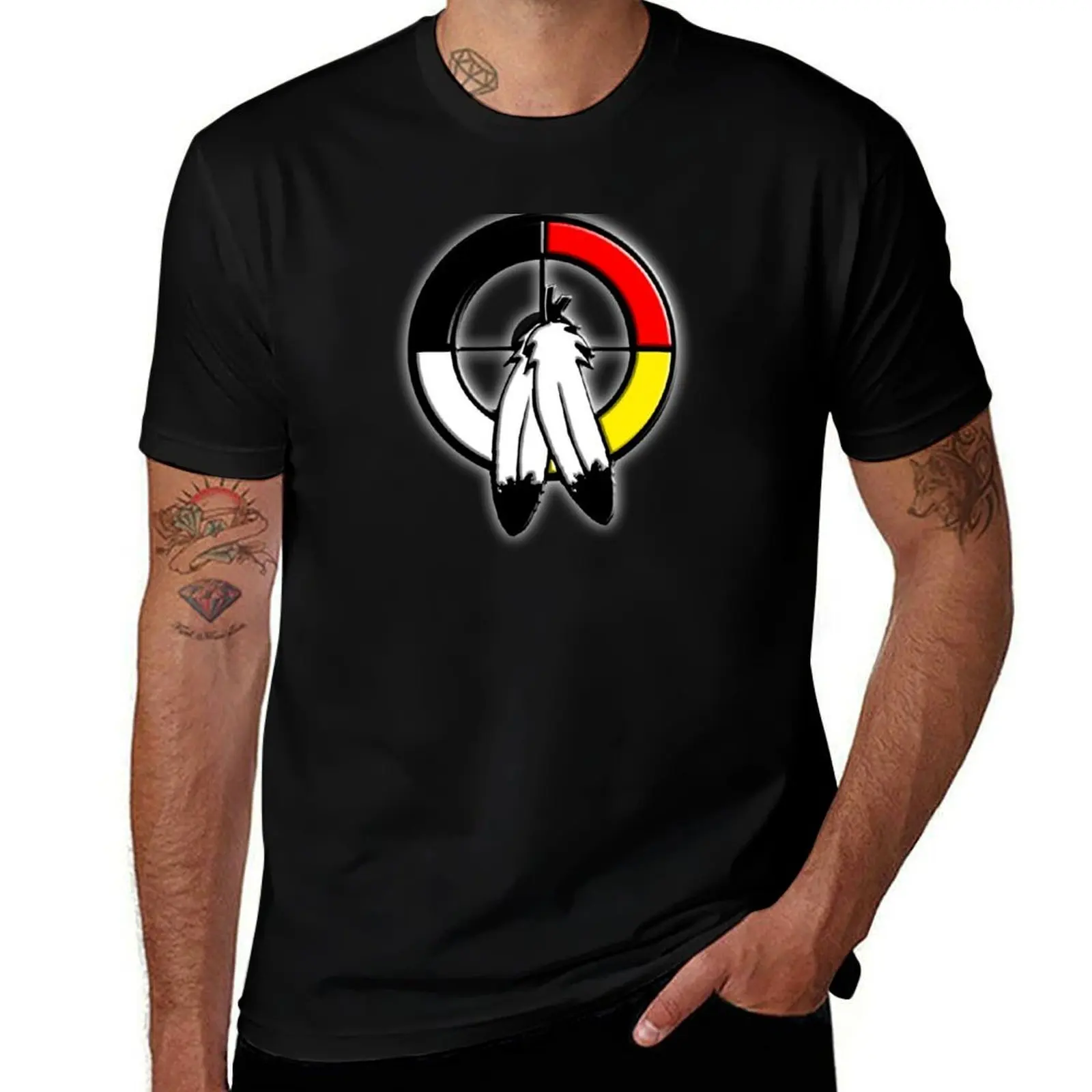 MEDICINE WHEEL 3 T-Shirt Fashion Pattern Printed Tee Shirt T-Shirt