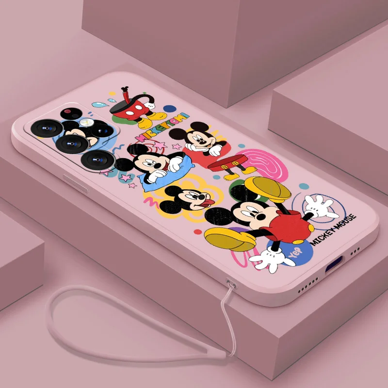 Disney The Mickey Mouse Family For Samsung S10e S20 S21 S22 S23 S24 Plus Lite Ultra FE 4G 5G Liquid Rope Silicone Phone Case