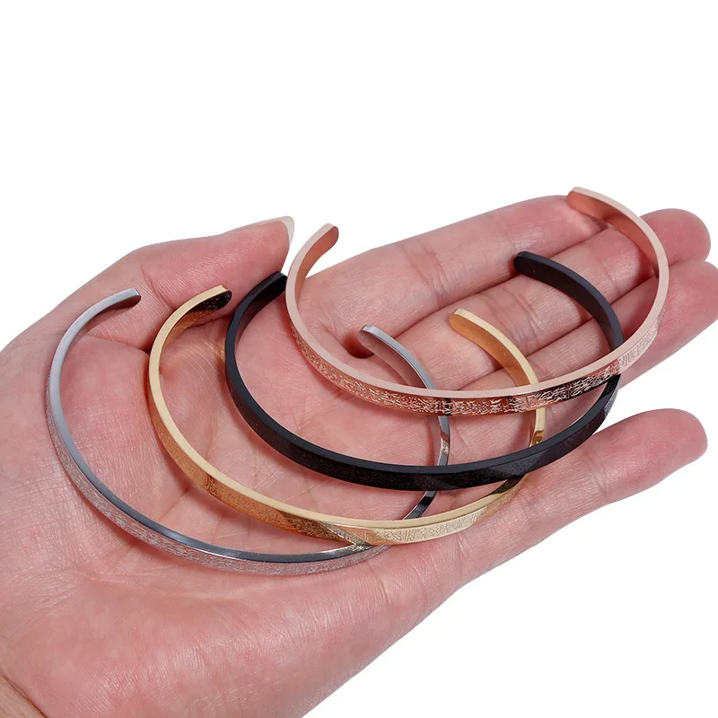 Roestvrijstalen Arabische Kalligrafie Ayatul Kursi Manchet Armband Voor Dames Heren Islamitische Sieraden