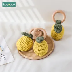 1pc Baby Crochet sonagli frutta limone sonaglio giocattolo anello in legno Baby massaggiagengive roditore infantile palestra sonagli mobili giocattolo educativo neonato