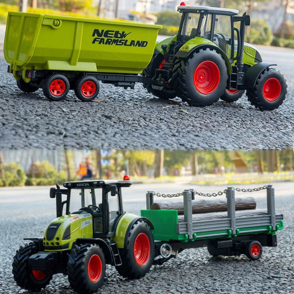 Modelo de tractor de transporte agrícola de aleación, juguete de Metal fundido a presión, Cubo de volteo dirigible, modelos de camión de basura para niños, regalos de coche, 1/32