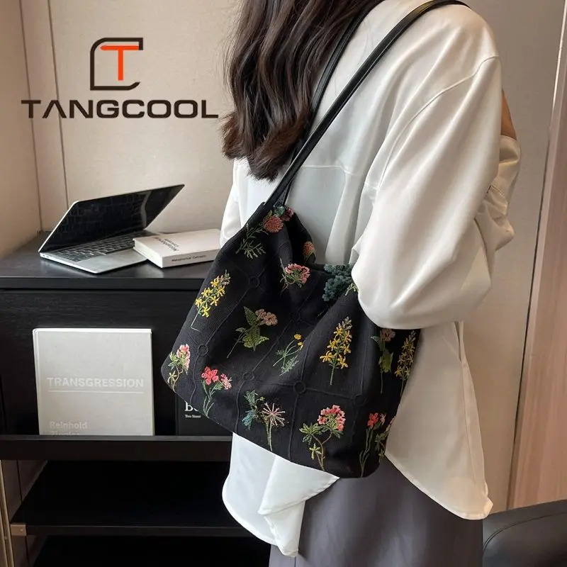 Bag for Women Embroidery Printed Tote Bag Women New Fashion Large Capacity Canvas Bag Shoulder Crossbody Bucket Bag