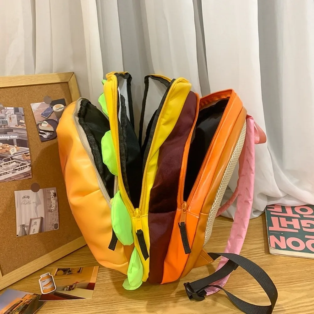 Trendy Large Capacity Cheeseburger Backpack Waterproof Multi-layer Hamburger Backpack Lovely Style School Rucksack School Use