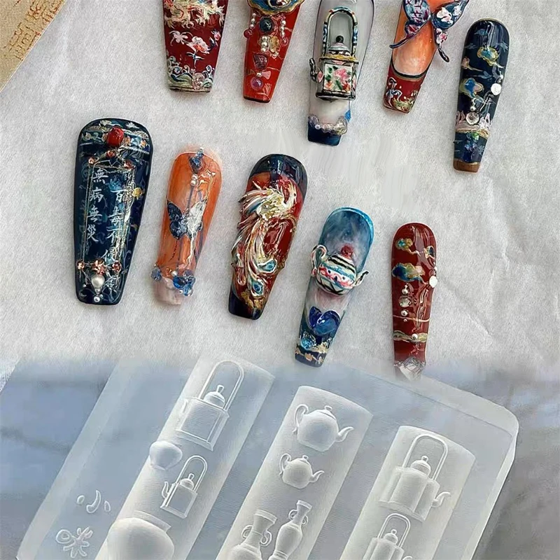 DIY Silicone Nail Mold 3D Nine-tailed Fox Three-Dimensional Nail Mold Clear Nail  Art Nail Tools  Decorations Creative 