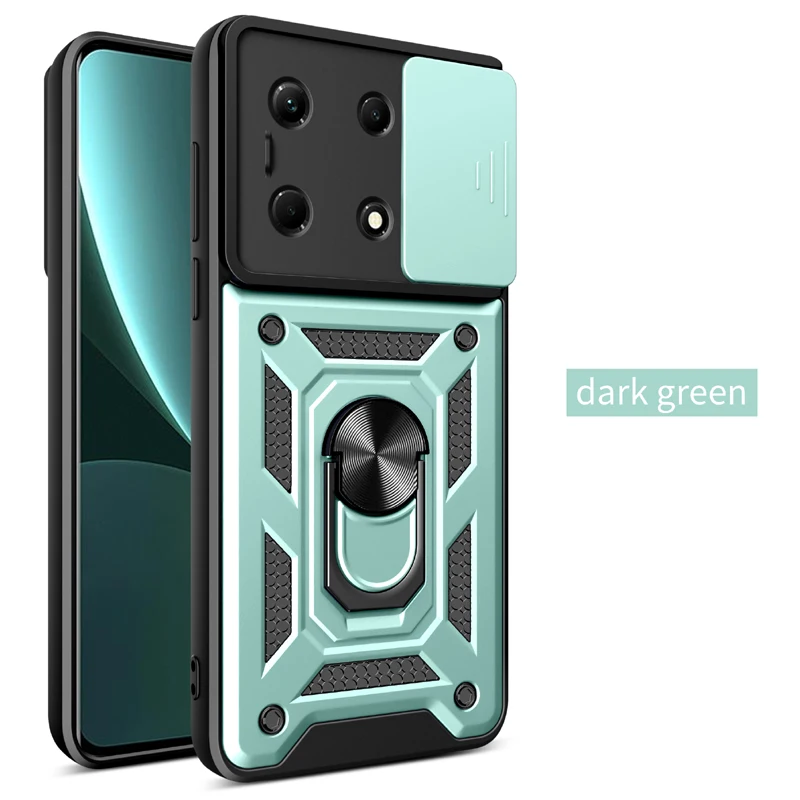 ل Redmi A4 A3x A1 A2 Plus K50i 5G المغناطيس حلقة جراب هاتف كاميرا الشريحة العسكرية الصف درع حماية سيليكون لينة غطاء حالات