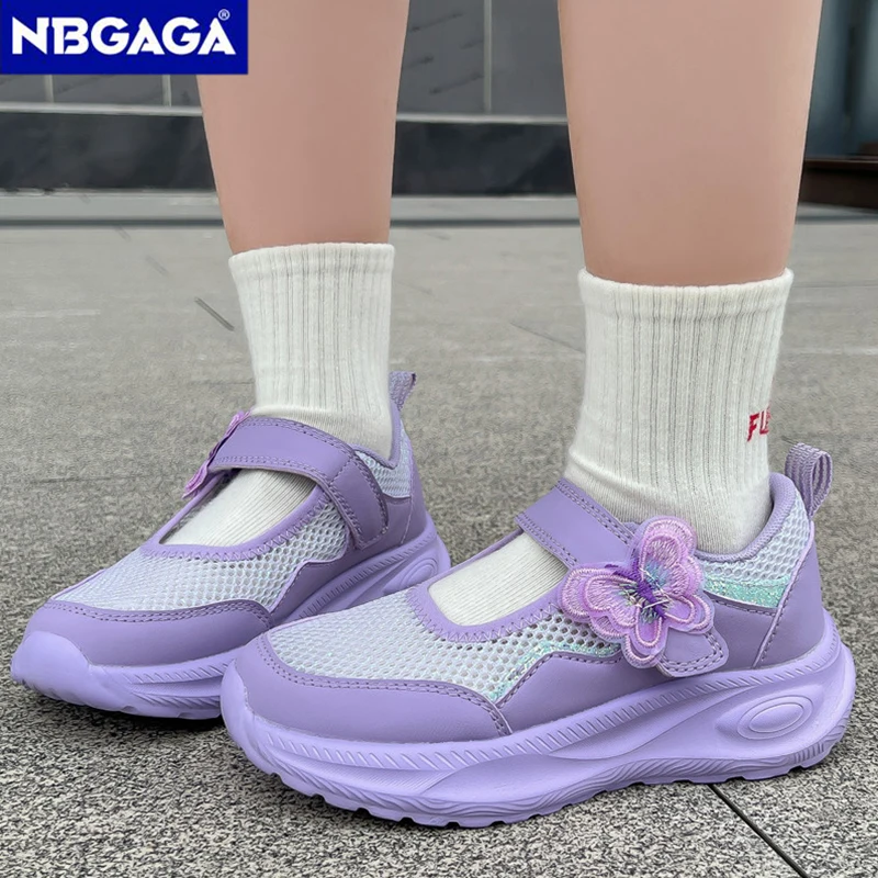 Summer Casual Shoes For Girls Mesh Breathable Children's Sneakers Cute Pink Anti-slippery Student Walking Footwear