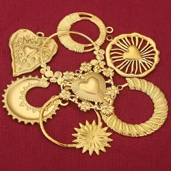 5pcs Stainless Steel Large Wreath Garland Heart Flower Charms for Diy Bracelet Jewelry Making Supplies Connectors Earrings Women