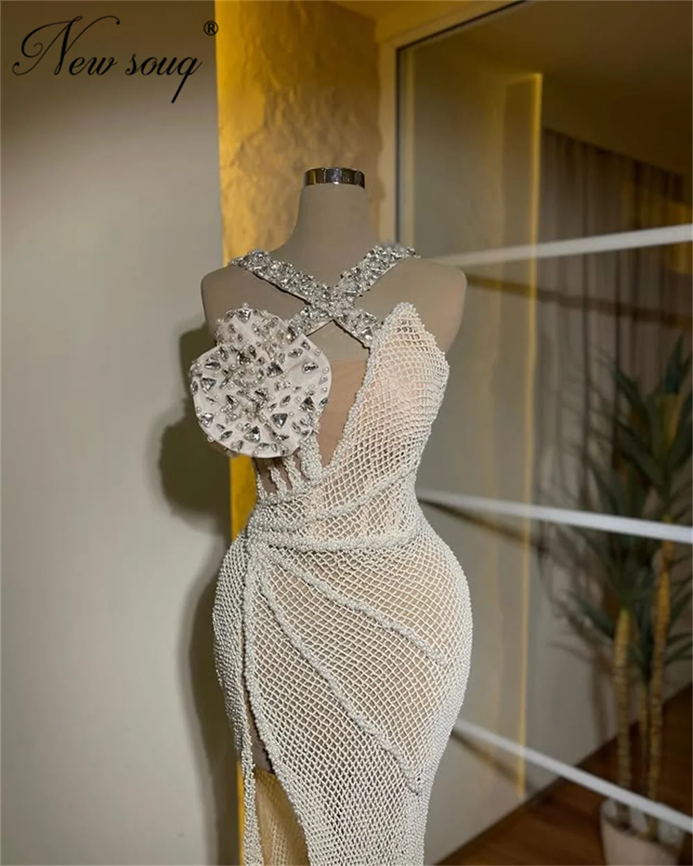 Sexy creme cor ilusão vestidos de baile noche beading 3d flor vestido de noite feminino vestido de festa de aniversário personalizado