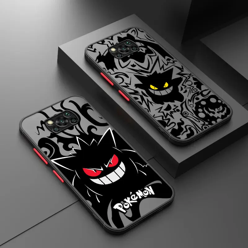 Phone Case for Xiaomi Poco M5s C40 X3 NFC F3 F4 GT X4 Pro M3 M4 5G Cover Shockproof Matte Pokemon Gengar Funda Clear