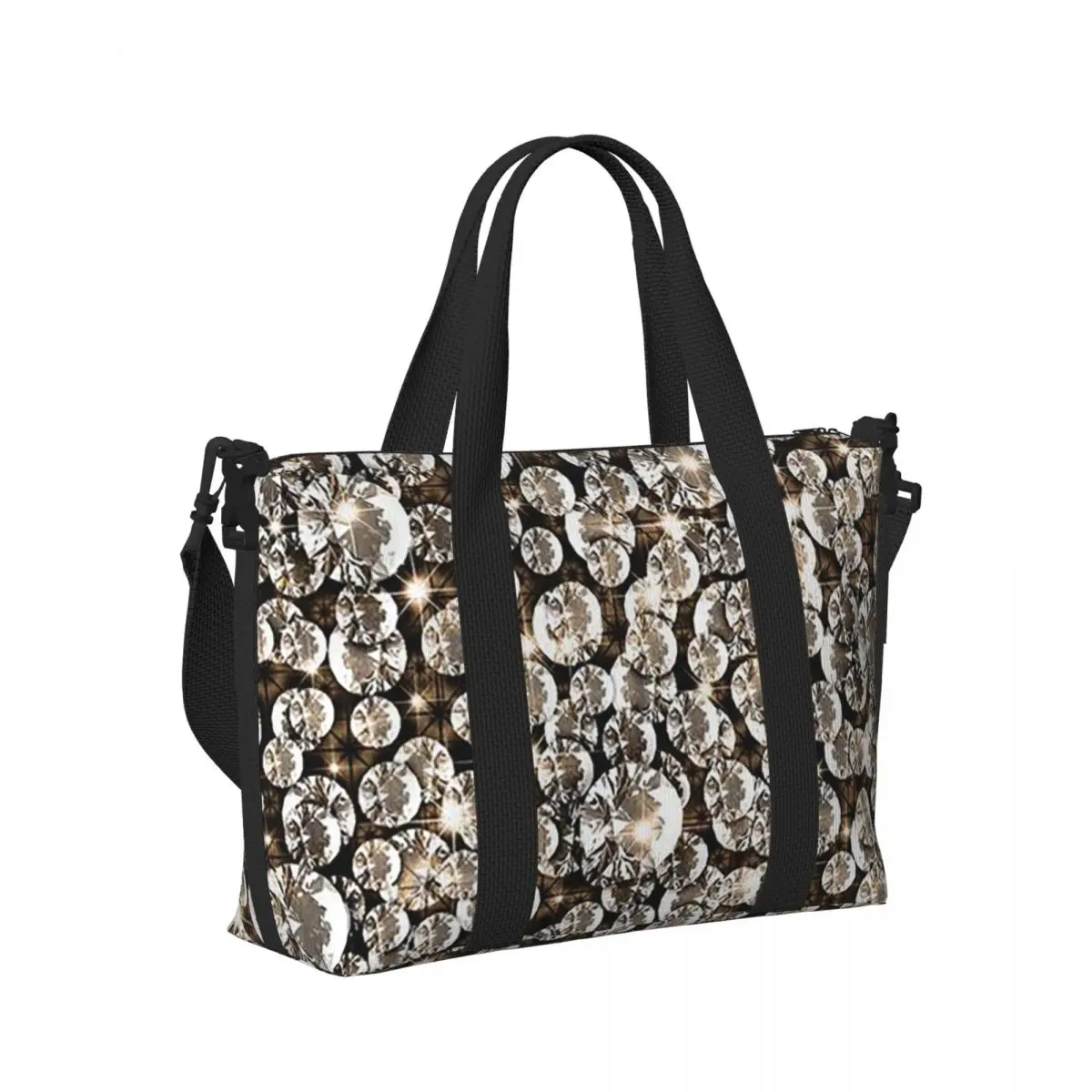 

Jewelry Gemstone Silver Crystal Glitter Rhinestones Diamonds Beach Travel Bag Tote Bags for Sport Shopping Duffle Shoulder Bag
