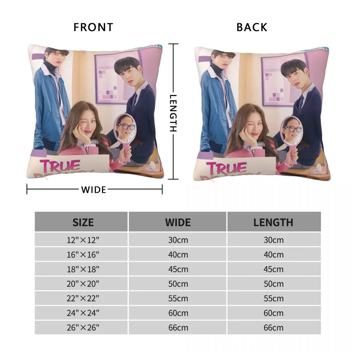 True Beauty Tv Drama Hwang In Youp Cha Eun Woo Square Pillowcase Cushion Cover Pillow Case Throw Pillow Cover for Home Sofa Room