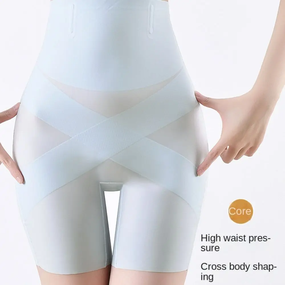 Culotte sans couture pour femmes, taille haute, contrôle du ventre, ultra mince, vêtements en saillie, connexion croisée, élasticité de bain