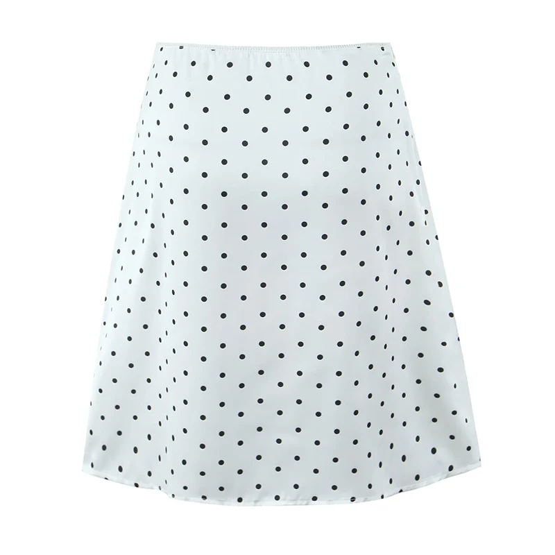 YENKYE 2025 Women Vintage Black White Polka Dot A-line Knee Length Skirt Sexy Low Waist Holiday Summer Skirts