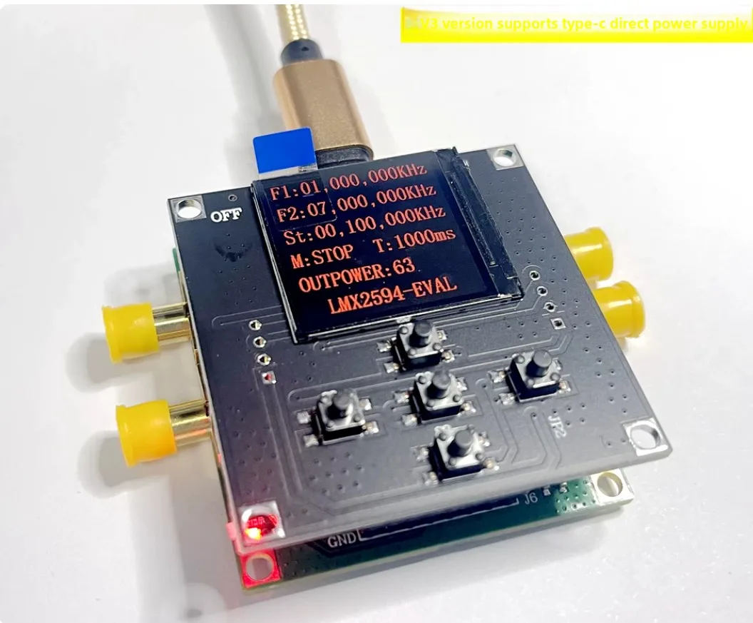 LMX2595 phase-locked loop development board 10M-19GHZ supports swept TYPE-C power supply, high frequency SMA