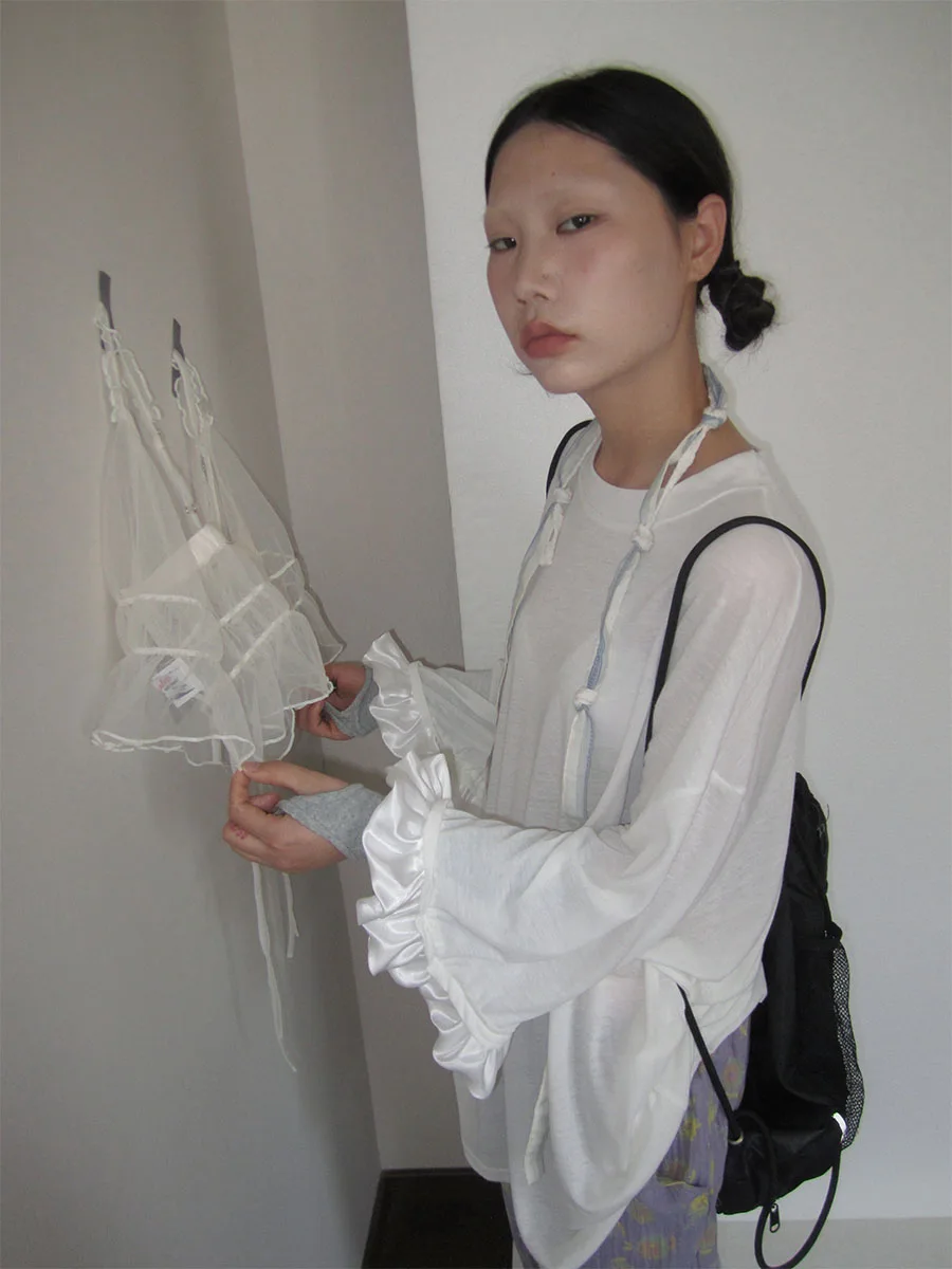 

Свободная женская футболка с длинным рукавом и круглым вырезом, базовый слой, в корейском стиле, универсальная, из смесового хлопка, летняя