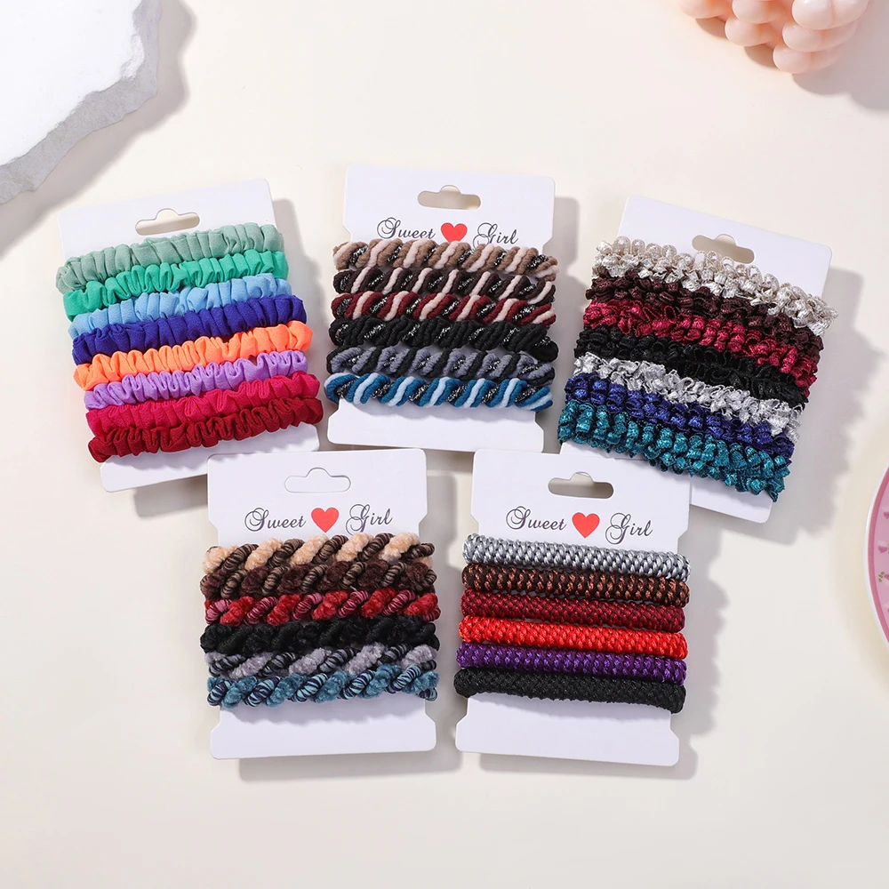 6 Pcs Korean Basic High Elastic Scrunchies Hair Bands for Women Ponytail Holder Rubber Bands Hair Rope Headwear Hair Accessories