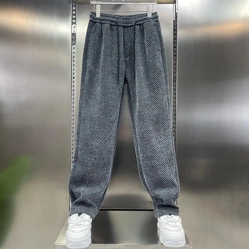 

Large Size Fashion New Jacquard Knitted Casual Pants for Men Women Autumn Ruffian Handsome Loose Straight Trousers Sweatpants