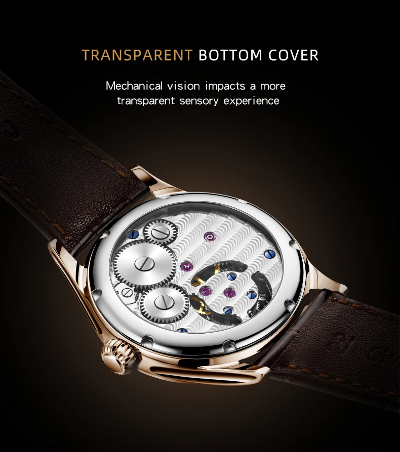 AESOP（manual 7027G）Men Tourbillon Moonphase Watch, Multifunctional Skeleton Mechanical, Sapphire Mirror, Genuine Leather Strap
