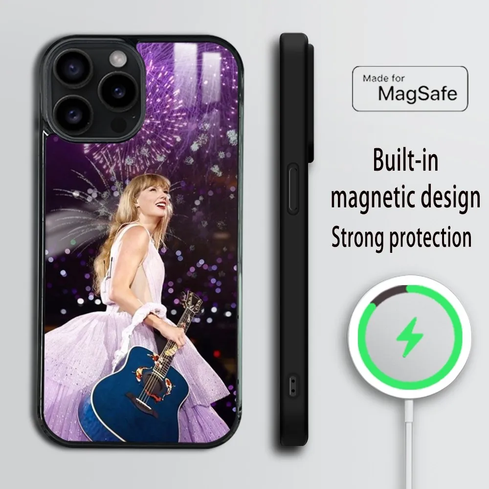 Singer T-Taylor S-SwiftS Cool Phone Case For iPhone 16 15 14 13 12 11 Pro Max Plus Mini Magsafe Mirror Wireless Magnetic Cover