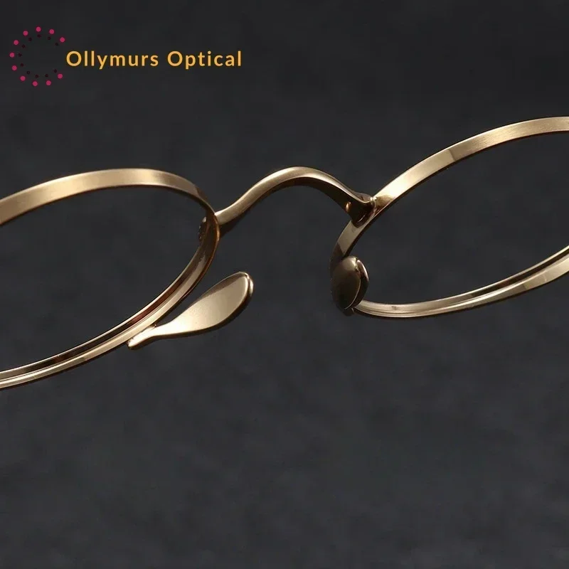 

Оправа для очков Ollymurs Ultralight Pure Retro, круглая оправа для очков для близорукости, титановая оправа с широким ободком для мужчин и женщин, модель 10518