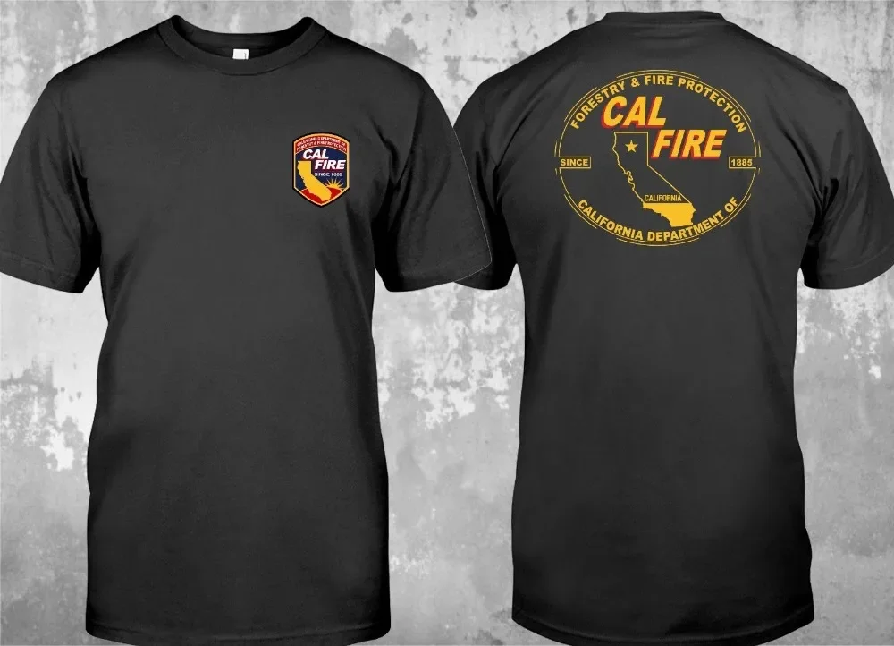 Nueva camiseta personalizada con el logotipo del departamento de bomberos de California, ropa de diseñador para hombre, camisetas estilo Hip-Hop con cuello redondo