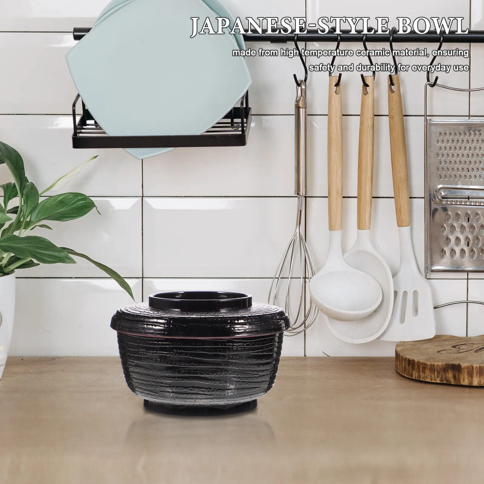 Tazón Pequeño Japonés Minimalista de Color Sólido, Cerámica Resistente a Altas Temperaturas para Servir Ramen, Udon, Pho, Sopa de Fideos, Arroz, Cereales, Ensaladas y Bocadillos