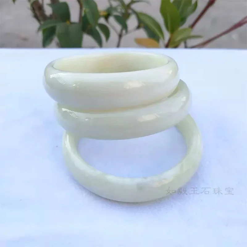 Natural Lantian Jade Ivory Hand-carved Wide Strip  Bracelet Fashion Boutique Jewelry Men and Women's Beauty Bracelet Gift