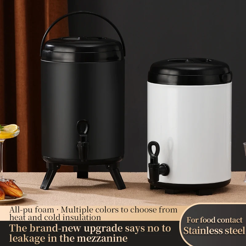 

6L/8L Stainless Steel Milk Tea Insulated Bucket - Portable Dispenser With Faucet for Water Milk Tea and Coffee