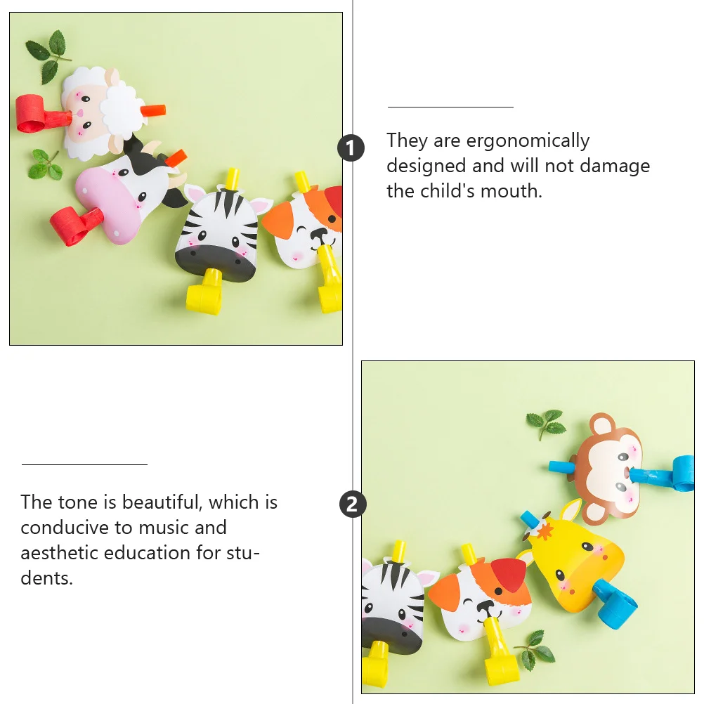 6 Pcs Animal Childrens Toys Blowouts Blowers Party Birthday Noisemakers Kids Whistle Plastic Paper Whistles Funny