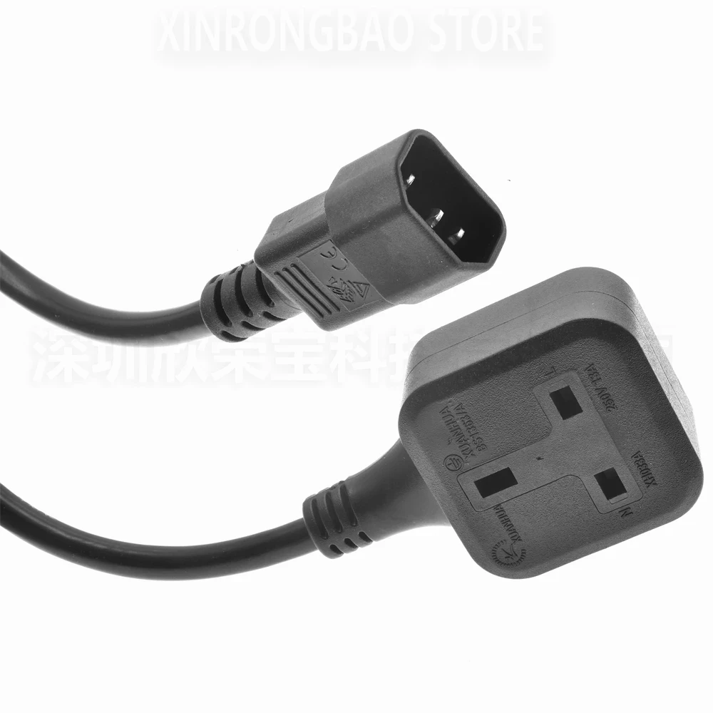 Singapore IEC C14 Male Plug to UK BS1363 Female Socket Power Adapter Cable 0.3m/06m Connect C13 PDU UPS Extension Cord 13A 250V*