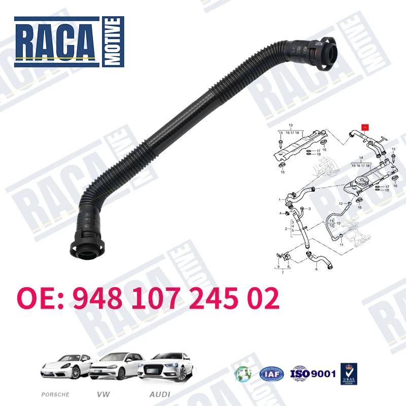 

Для Porsche Cayeene 9PA 4.8L 2003-2010 Вентиляция картера Выхлопная труба 94810724502 948 107 245 02